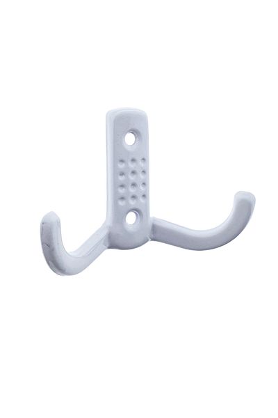 OEM Cuier din metal pentru mobila sau perete, cu 2 agatatori de 2 cm, 2 orificii, 85 x 57 x 30 mm, alb