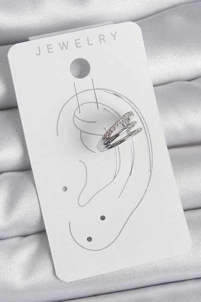 Clariss Brass Silver Color Zircon Stone 3 Row Model Women's Cartilage Earrings