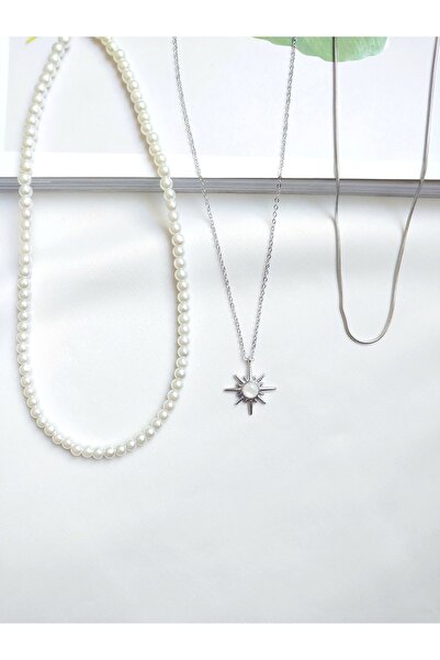 Alexis Carrel Kutup Yıldızı Detaylı 3'lü Kombin Kolye, Set Kolye