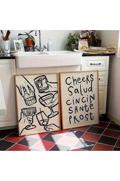 512 STORE Αφίσα ζωγραφικής χωρίς πλαίσιο Chef Kitchen Modern Decor 2 τεμαχίων