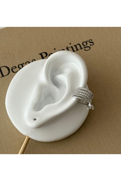 AychaAksesuar Steel Vip Silver Color Zircon Stone Pendant Stone Threader Cartilage Earrings Earcuff