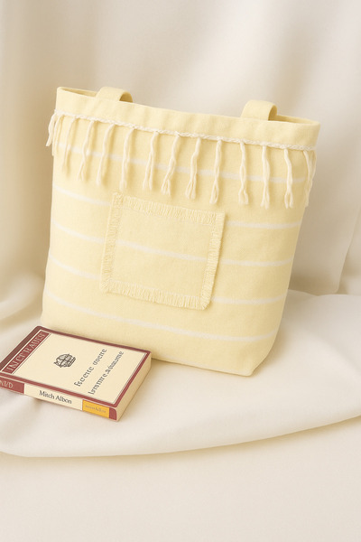 BLUGRIN حقيبة الشاطئ واليومية النسائية – مزينة بشراشيب وتفاصيل جيب