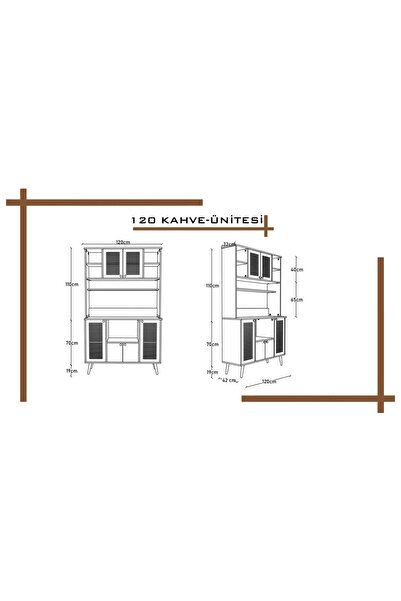 melura home Melura Kahve Ünitesi - Kahve Köşesi %100 Mdf 120 Cm Çok Amaçlı Dolap