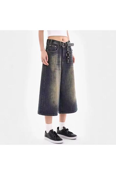 Weekeep Y2K Washed Fabric Unisex Jean Bermuda/Shorts
