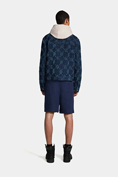 American Rag Cie Jacob Denim Ceket - Monogram Desenli, Regular Fit, Mavi, 100% Pamuk