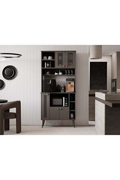 melura home 90 Cm Kahve Ünitesi - Kahve Köşesi Panjur Kapak %100 Mdf Çok Amaçlı Dolap