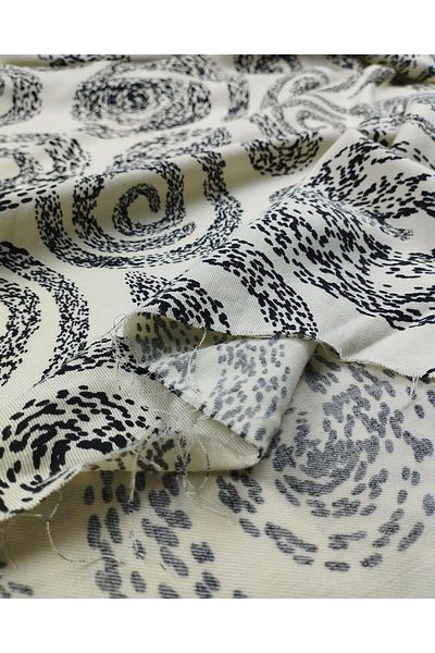 Kumaş Parça Cotton Viscose Cream Black (Width 150 cm X Length 190 cm)