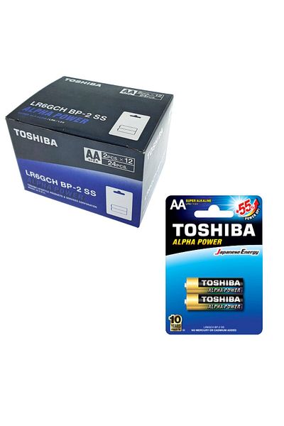 Toshiba Set of 24 LR06 Super Alkaline batteries, Alpha Power AA, 1.5V, in blisters