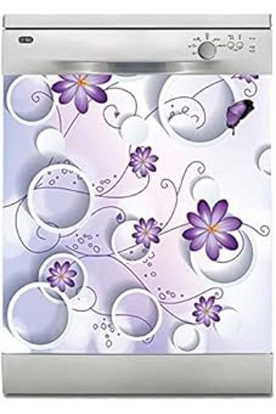AMAZON TOHUM Dishwasher Sticker Coating White Goods Coating Purple Flower Round