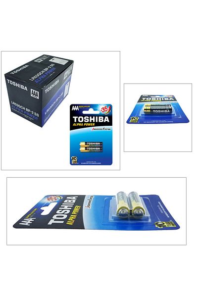Toshiba Set of 24 LR03 Super Alkaline batteries, Alpha Power AAA, 1.5V, in blisters