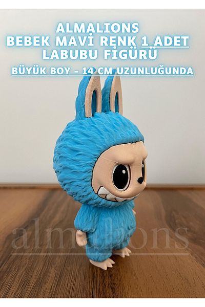 almalions 14 cm Large Size Baby Blue Color Labubu Figure - Plastic Figure - 1 Piece