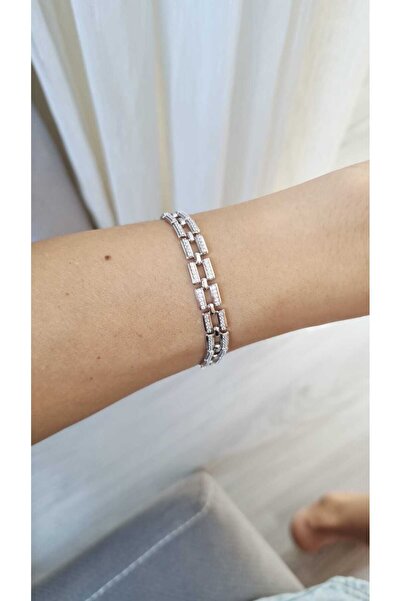 İNİTİUM Vip Series Xuping Stainless Steel Silver Color Zircon Stone Bracelet