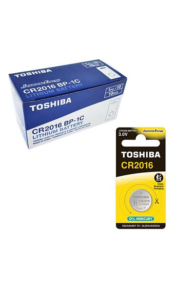 Toshiba Set of 10 lithium batteries 3V CR2016, coin type, Toshiba, in blister