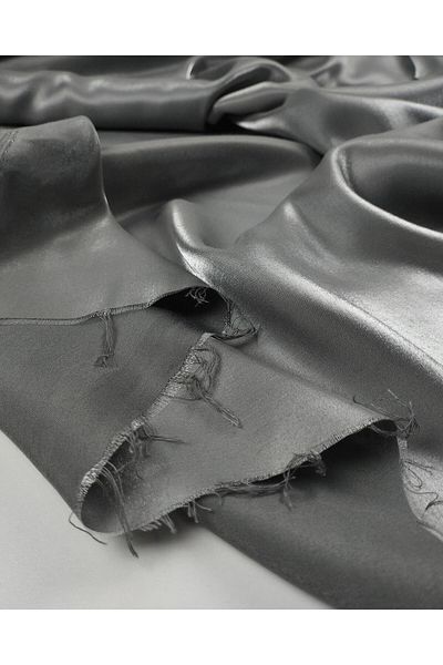 Kumaş Parça 80% Viscoză 20% Satin Monorail sintetic în gri (lățime 150 cm x lungime 290 cm)