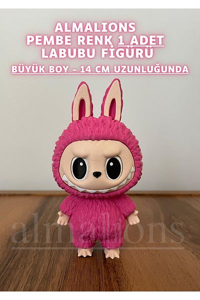almalions 14 cm Large Size Pink Color Labubu Figure - Plastic Figure - 1 Piece