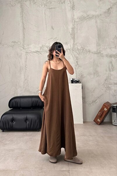 Lovely butik ΓΥΝΑΙΚΕΙΟ ΚΑΛΟΚΑΙΡΙΝΟ ΛΙΝΟ ΦΟΡΕΜΑ ΜΕ ΛΕΠΤΟ ΛΑΝΙΤΟΥΡΓΙΚΟ ΣΤΡΑΠΕΡΙ