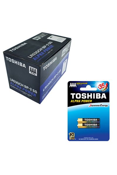 Toshiba Set of 24 LR03 Super Alkaline batteries, Alpha Power AAA, 1.5V, in blisters