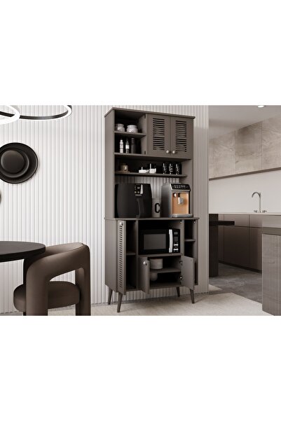melura home 90 Cm Kahve Ünitesi - Kahve Köşesi Panjur Kapak %100 Mdf Çok Amaçlı Dolap