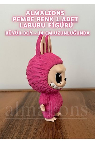 almalions 14 cm Large Size Pink Color Labubu Figure - Plastic Figure - 1 Piece