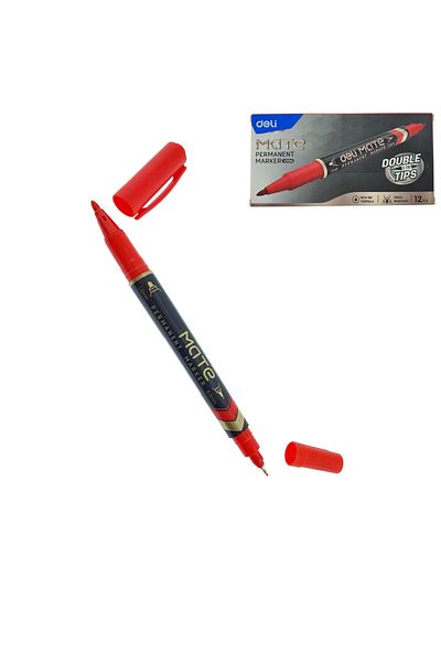 OEM Set 12 markere permanente rosii cu 2 varfuri de 0.5mm si 1mm, pentru suprafete diverse