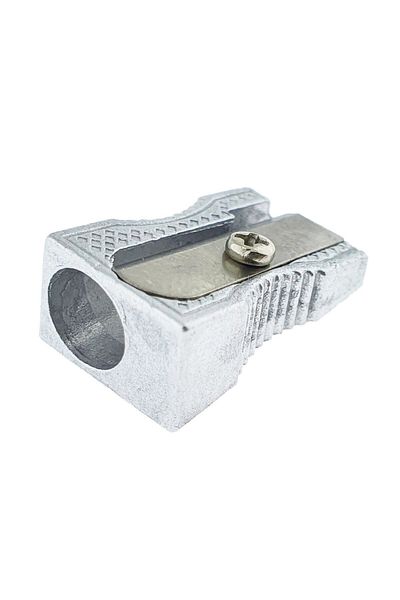 OEM Aluminum pencil sharpener, compact and durable, 25x14x10 mm, silver
