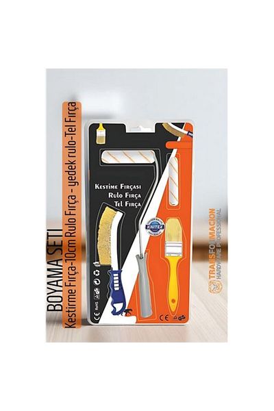 Ladesmedya Modacar Painting Set - Cutting Brush -10Cm Roller Brush - Replacement Roller- Wire Brush