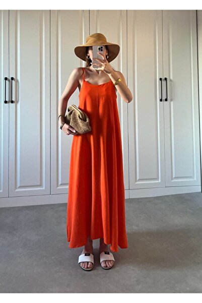 Lovely butik Women's Summer Thin Strap Linen Long Dress