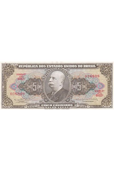 Benim Koleksiyonum Brazil, 5 Kruzeiro (1964) Unc Old Foreign Paper Money