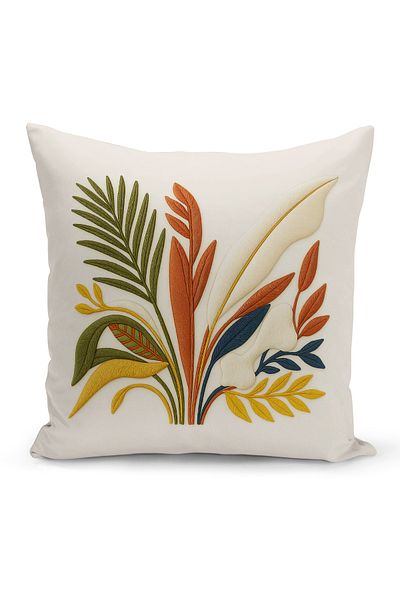 Bertille Home Husă de pernă imprimată digitală pe două părți (aspect de model de broderie Punch/Punch)
