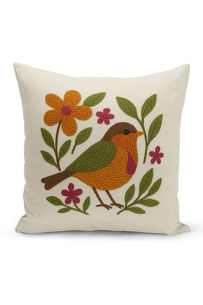 Bertille Home Husă de pernă imprimată digitală pe două părți (aspect de model de broderie Punch/Punch)