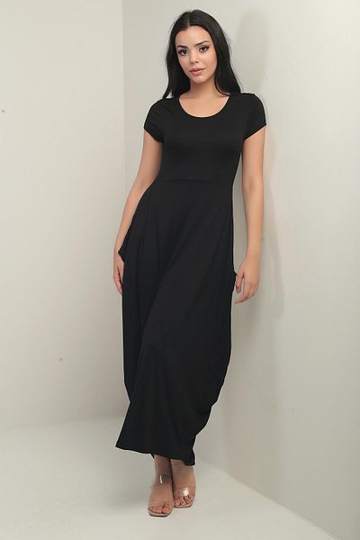 By Saygı Women's Round Neck Pocket Lycra Baggy Dress