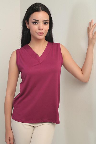 By Saygı Bluză de damă fără mâneci din Lycra cu decolteu în V