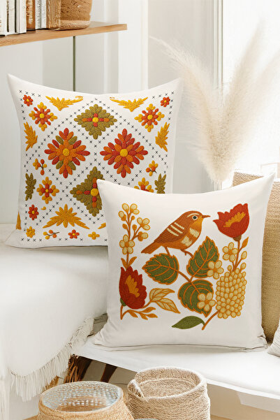 Bertille Home Set de 4 huse de pernă cu imprimare digitală dublă (aspect de b...