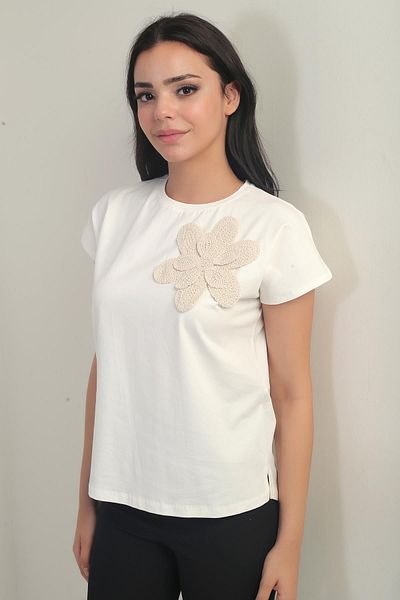 By Saygı Women's Floral Detailed Lycra Blouse