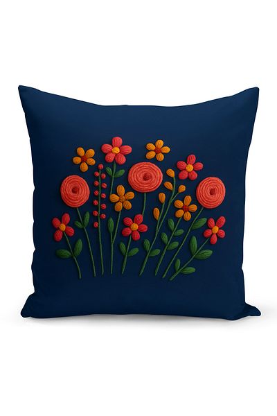 Bertille Home Husă de pernă imprimată digitală pe două părți (aspect de model de broderie Punch/Punch)