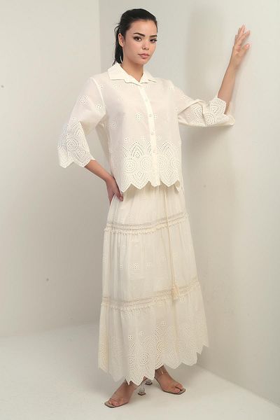 By Saygı Women's Shirt-Skirt Lined 2-Piece Fistoset
