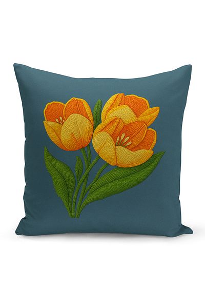 Bertille Home Husă de pernă imprimată digitală pe două părți (aspect de model de broderie Punch/Punch)
