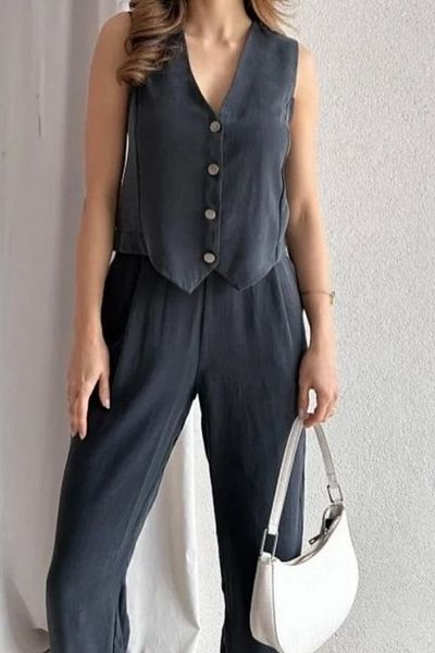 Feela Moda 2011 Women's Modal Fabric Woven Vest Palazzo Suit