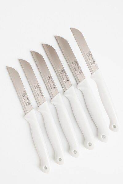 Meturas Set of 6 Glittered Perforated Fruit Knives – Handle, Stainless Steel, Ergonomic and Sharp