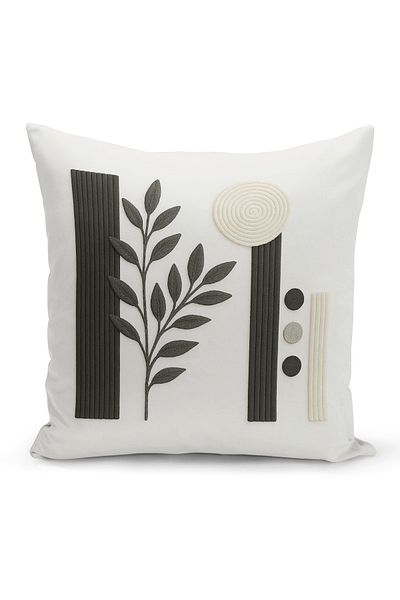 Bertille Home Husă de pernă imprimată digitală pe două părți (aspect de model de broderie Punch/Punch)