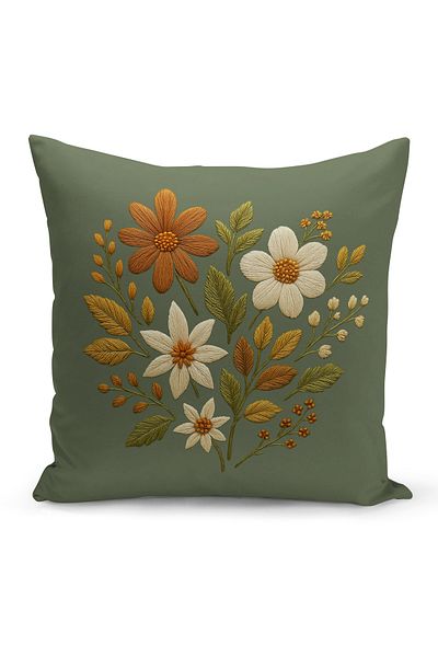 Bertille Home Husă de pernă imprimată digitală pe două părți (aspect de model de broderie Punch/Punch)