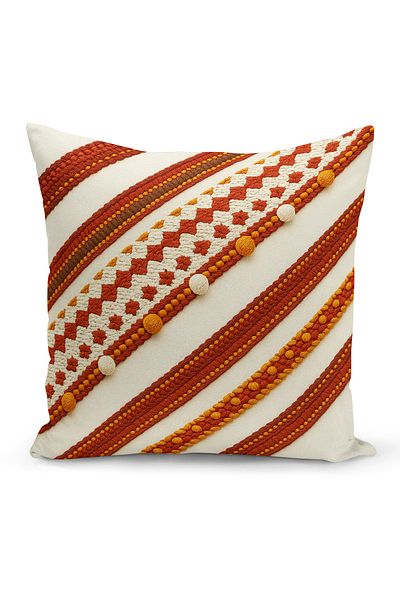 Bertille Home Husă de pernă imprimată digitală pe două părți (aspect de model de broderie Punch/Punch)