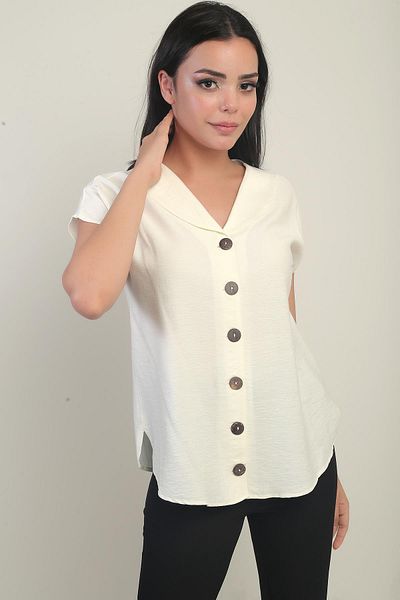 By Saygı Women's Shawl Collar Oversize Shirt