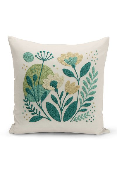 Bertille Home Husă de pernă imprimată digitală pe două părți (aspect de model de broderie Punch/Punch)
