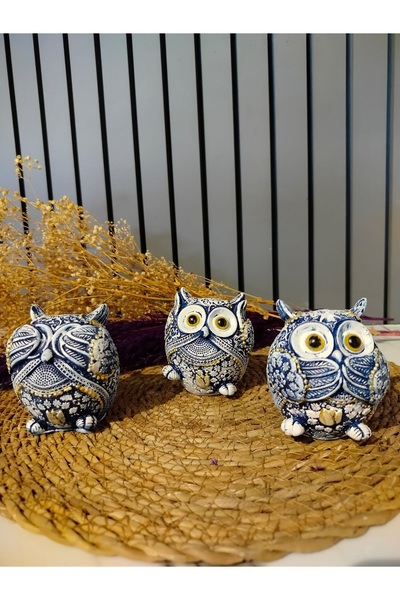 Delta Eps Görmedim Duymadım Bilmiyorum 3’lü Baykuş Biblo Heykel Ev Ofis Yeni Yıl Hediyesi Dekor Vitrin Süsü