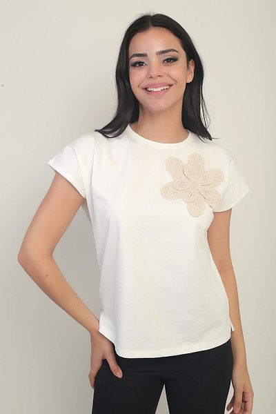 By Saygı Women's Floral Detailed Lycra Blouse