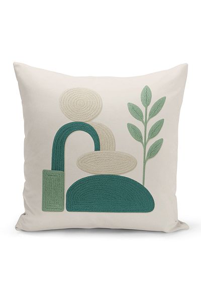 Bertille Home Double Side Digital Printed Throw Pillow Case (Punch/Punch Embroidery Pattern Look)