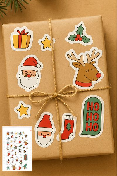 Emtory One Sheet 35+Models Pieces New Year Figure Sticker - New Year Sticker - New Year Gift Packaging - New Year