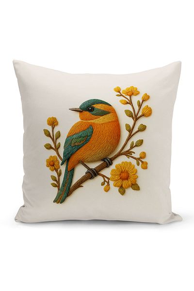 Bertille Home Husă de pernă imprimată digitală pe două părți (aspect de model de broderie Punch/Punch)