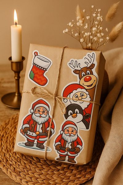 Emtory 3-Piece New Year Concept Sticker - New Year Sticker - New Year Gift Packaging - New Year Ornament -